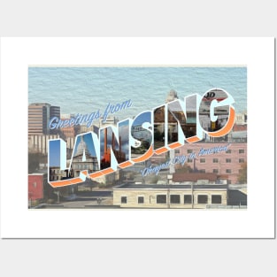 Postcard Greetings from Lansing, Michigan! Posters and Art